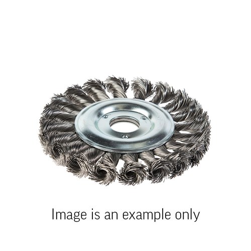 Wheel Brush Twist Knot High Carbon Steel 0.5mm Wire x 150mm Dia x 25mm Bore - Carded 